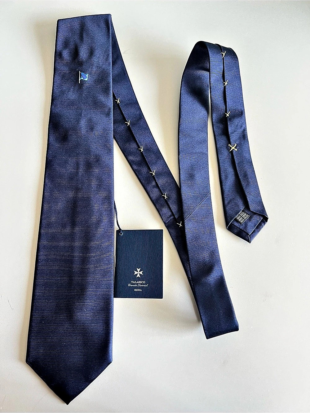 Talarico per Fincantieri Silk Tie Blue Geometric NWT